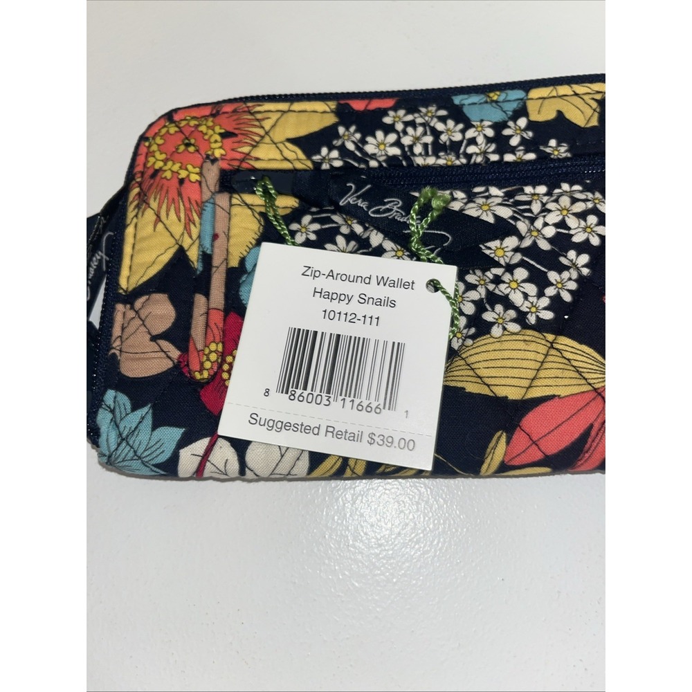 New Vera Bradley Zip‎ Around Wallet, Happy Snails - Picture 2 of 6